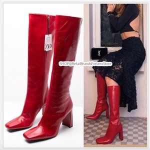 ZARA 100% LEATHER RED HEELED BOOTS